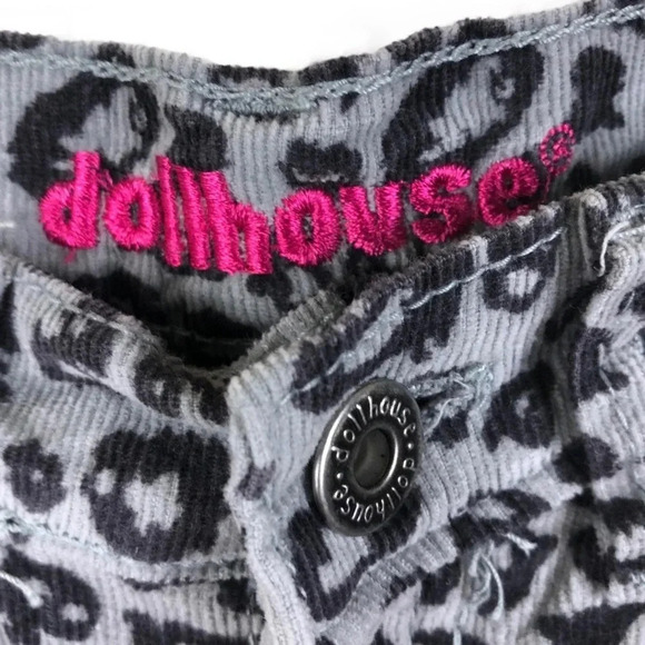 DOLLHOUSE EUC GIRLS GRAY BLACK WINTER FALL CASUAL CORDUROY LEOPARD PANTS 6X - Picture 2 of 6